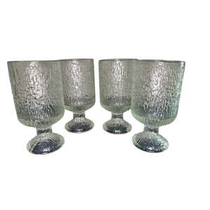 Indiana Glass Vintage Crystal Ice Pedestal goblets Set 4